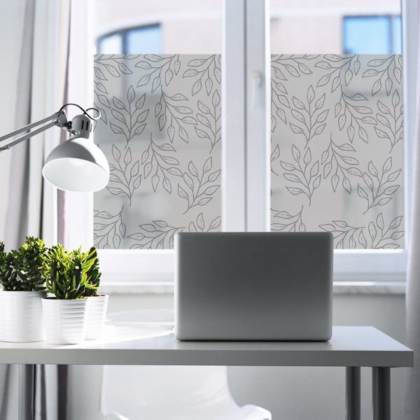 Naklejka mrożone szkło z botanicznym motywem na okno w biurze