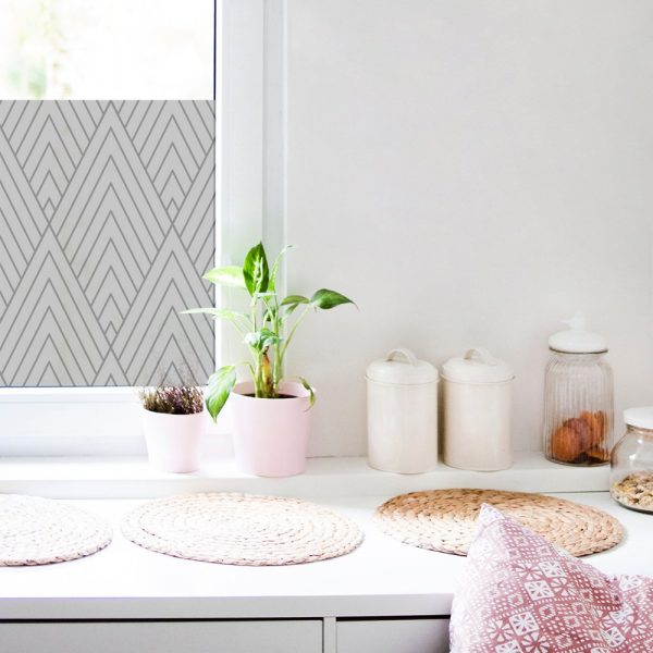 Firanka samoprzylepna z wzorem geometrycznym do kuchni