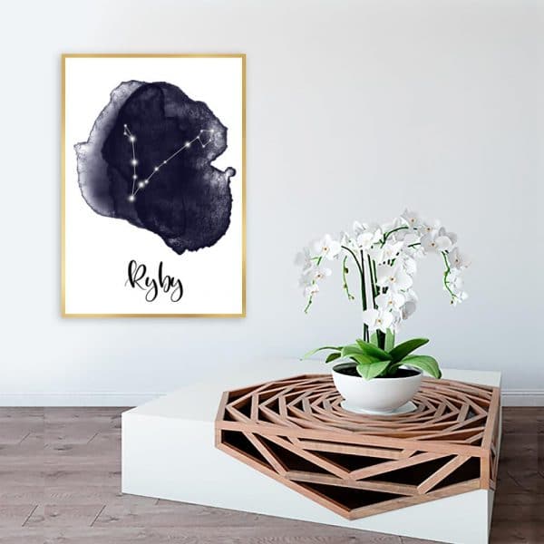 plakat ścienny z rybami do salonu