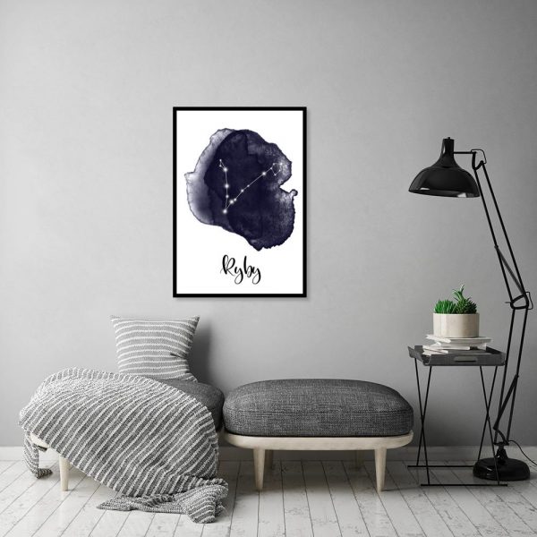 plakat z motywem ryb i konstelacji do salonu