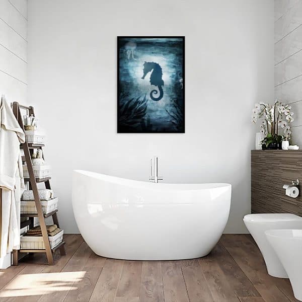 plakat z motywem konika morskiego do łazienki