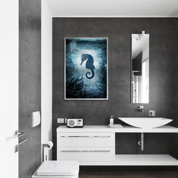 plakat ścienny z konikiem morskim do łazienki