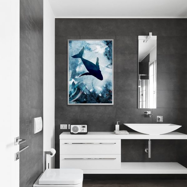 plakat z motywem morskiej istoty do łazienki