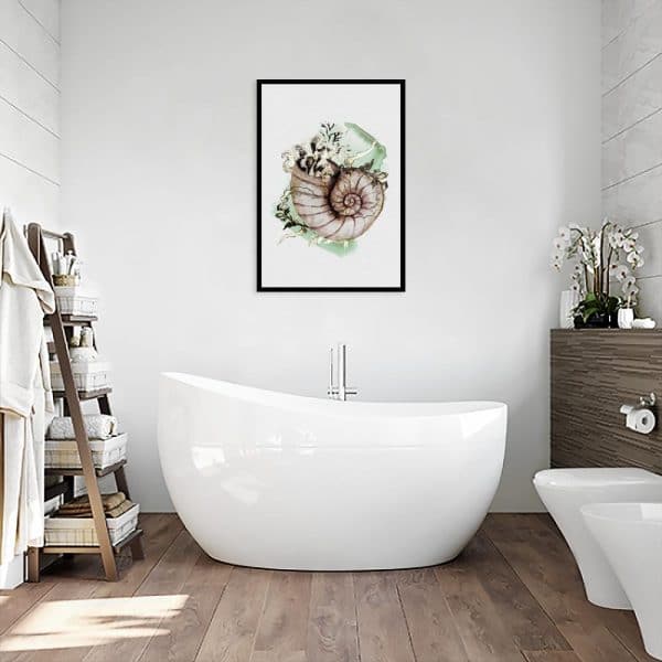 plakat do łazienki z muszlą ślimaka