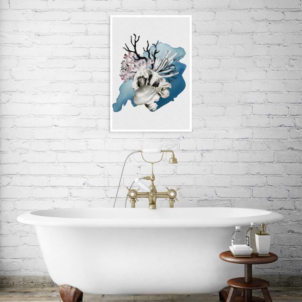 plakat łazienkowy z morską roślinnością