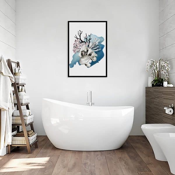 plakat na ścianę do łazienki z morskimi roślinami