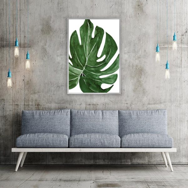 plakat na ścianę do salonu z monsterą