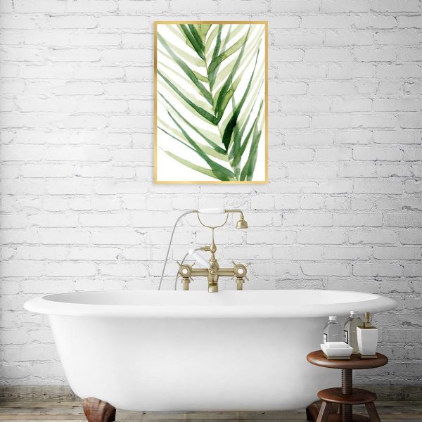 plakat łazienkowy z liściastym motywem