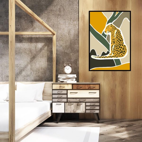 plakat sypialniany z motywem lamparta