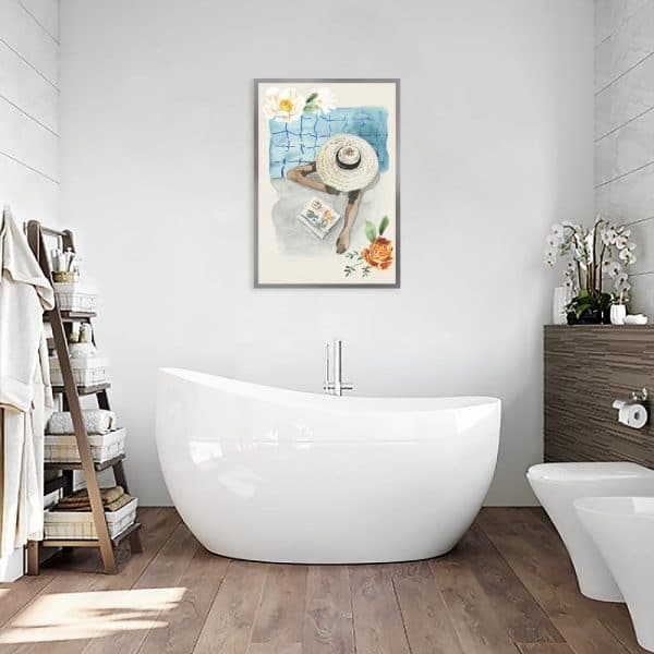 plakat z damą w kapeluszu do łazienki
