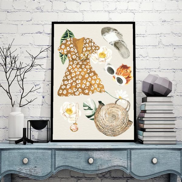 plakat z motywem letnich akcesoriów do gabinetu