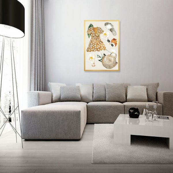 plakat z motywem letnich dodatków do salonu