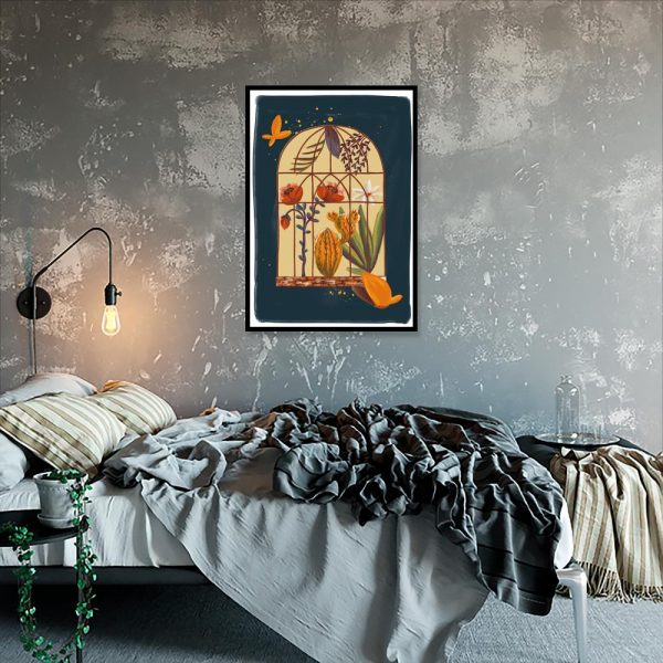 plakat kwiaty w szklarni