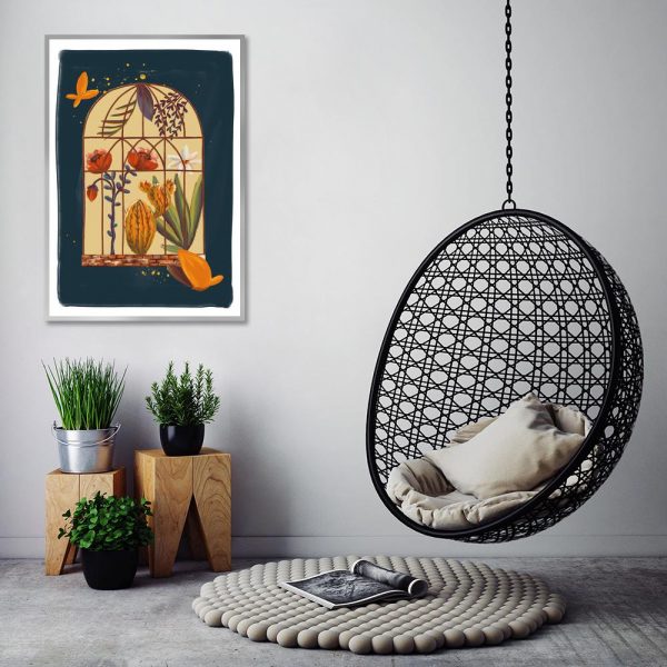 plakat klatka roślin