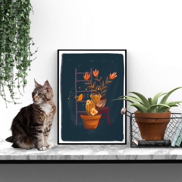 ciemnoniebieski plakat rośliny