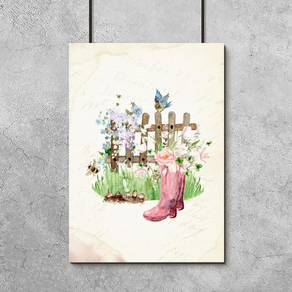 plakat gumowce i kwiaty