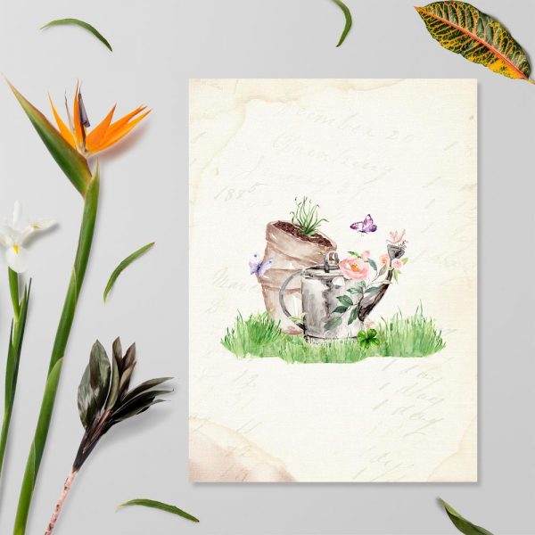 plakat vintage z motywem doniczek