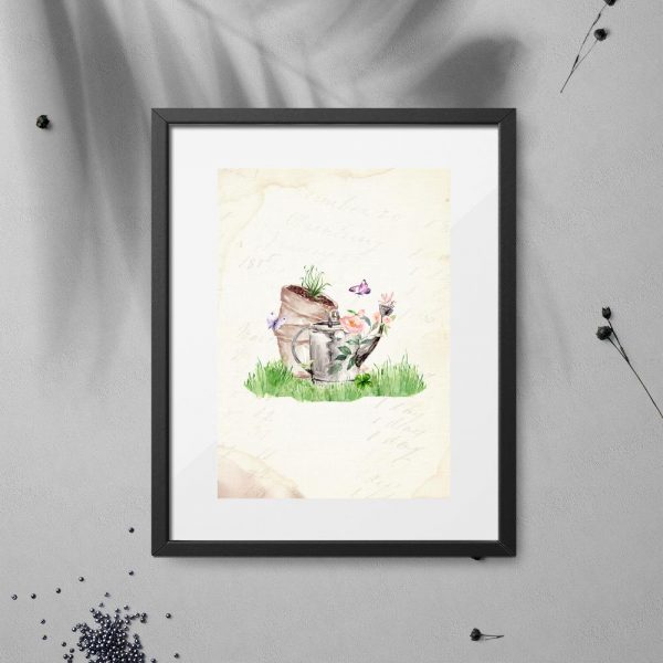 plakat vintage doniczki