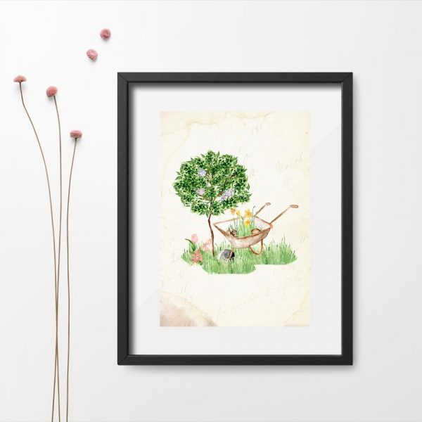 plakat drzewko i taczka