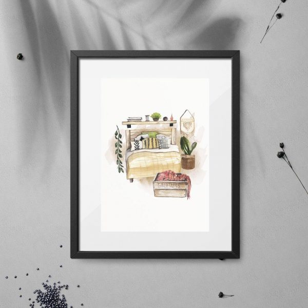 plakat z sypialnią