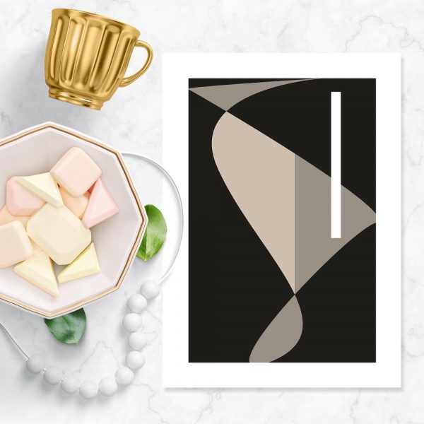 plakat z brązową abstrakcją