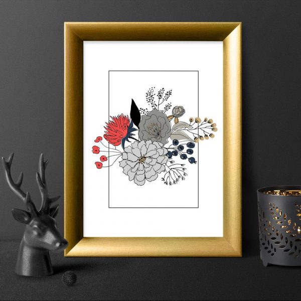 plakat kwiatowa kompozycja