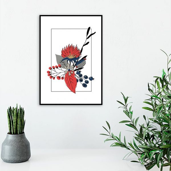 Plakat czerwone rośliny
