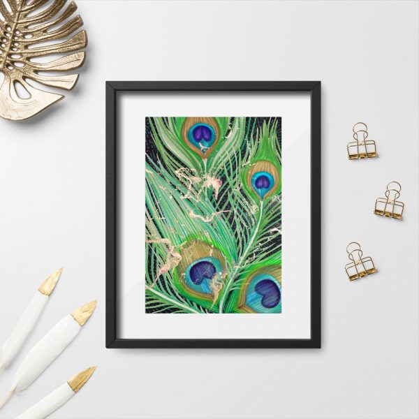 plakat zielone pawie oczka