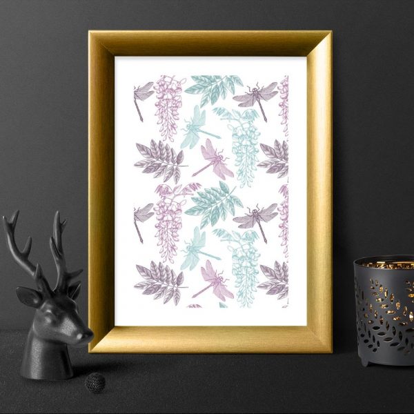 plakat z motywem ważek