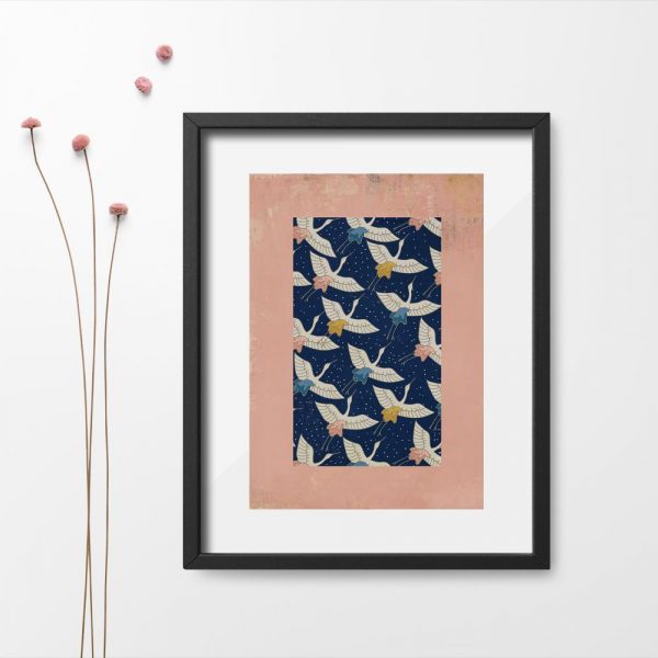 plakat z motywem ptaków