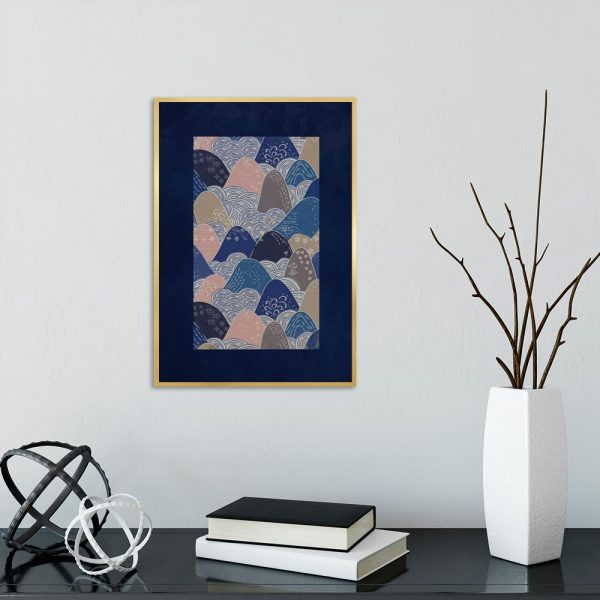 granatowy plakat ze wzorem fal