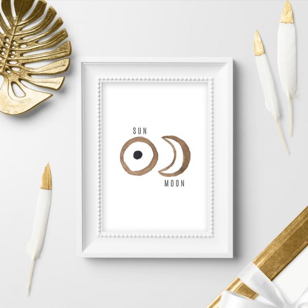 plakat symbol słońca i księżyca