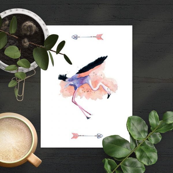 plakat lecący flaming