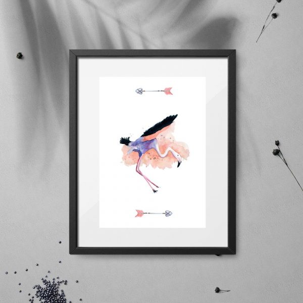 plakat z flamingiem