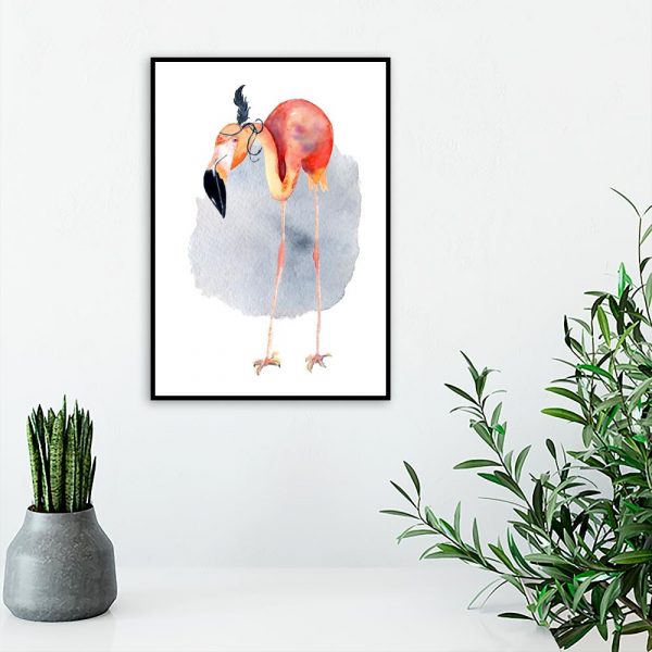 plakat z ilustracją flaminga