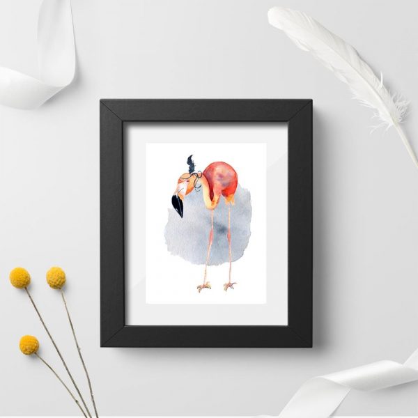 plakat flaming z piórkiem