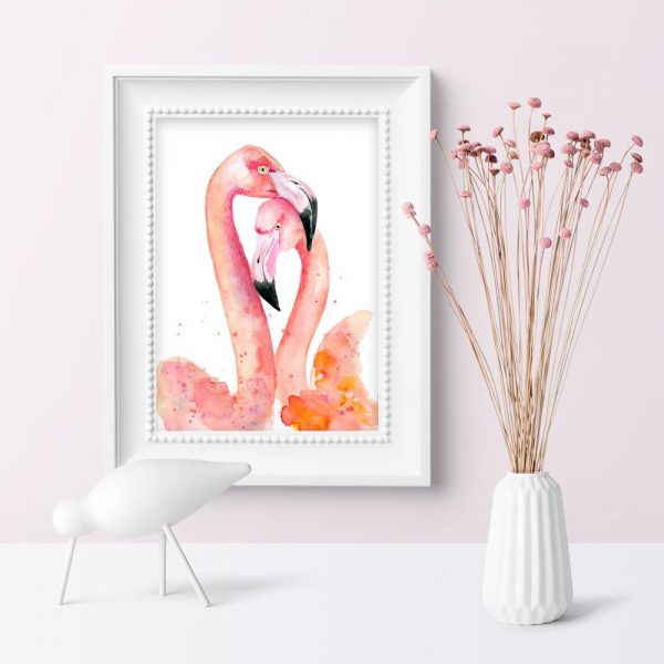 plakat z flamingami