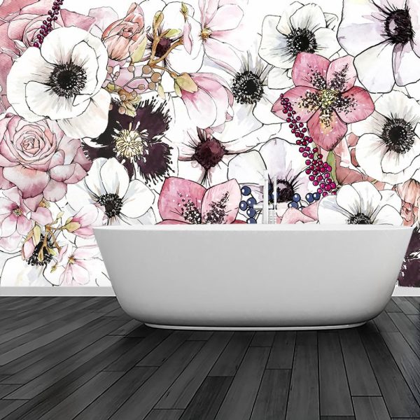 fototapeta różowe kwiaty