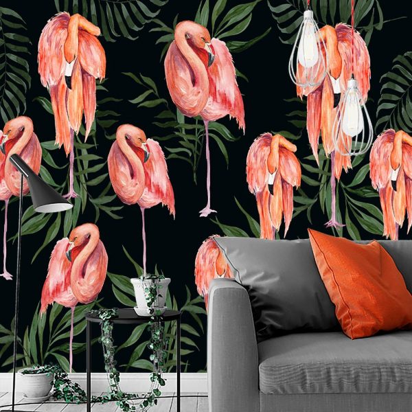 tapeta z motywem flamingów