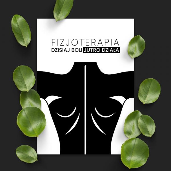 czarno-biały plakat fizjoterapia
