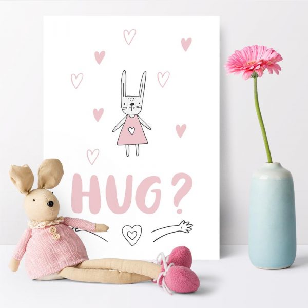 plakat króliczek i serca