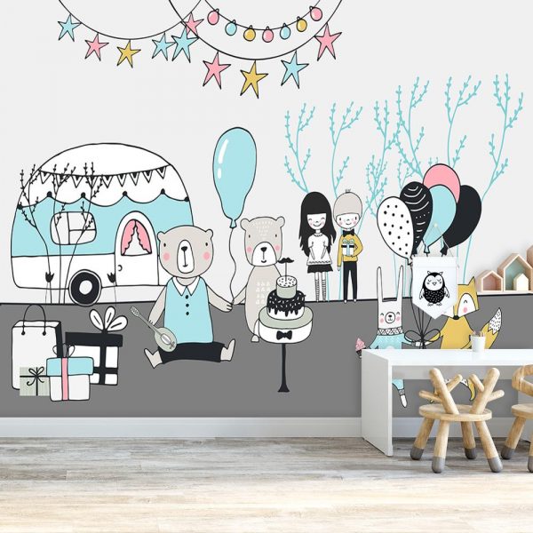 tapeta dziecięca ze zwierzątkami