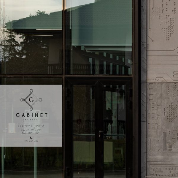 folia na okno gabinetu lekarskiego z godzinami otwarcia