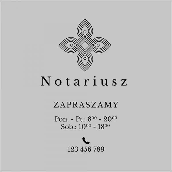 folia na okno do biura notariusza z godzinami otwarcia