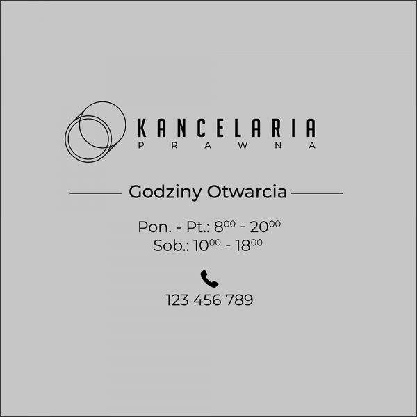 folia na okno z godzinami otwarcia kancelarii prawnej