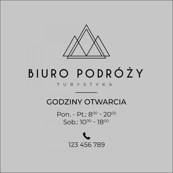 folia na witrynę z godzinami otwarcia biura podróży