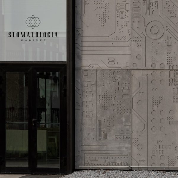 naklejka na witrynę z logo stomatologa