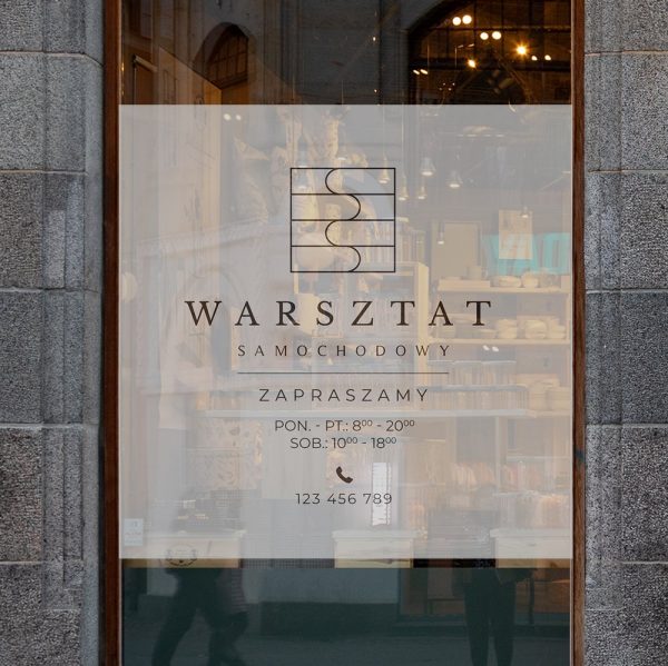 okleina na szybę do warsztatu samochodowego