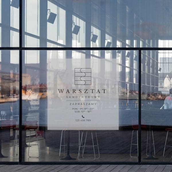 naklejka na szybę do warsztatu samochodowego z numerem telefonu