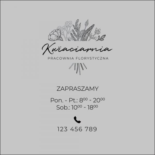 folia na witrynę do kwiaciarni z numerem telefonu
